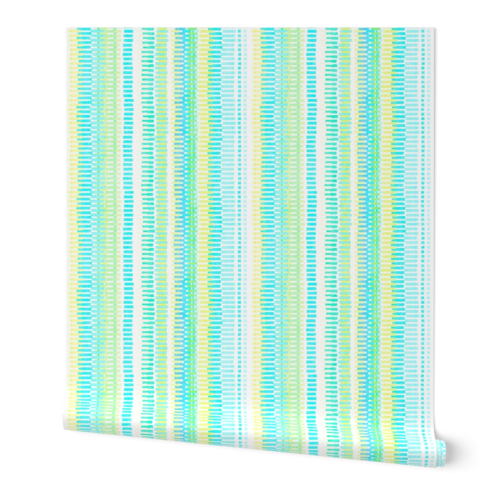 Boardwalk Stripes Turquoise Lime on White 300L