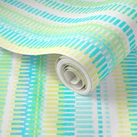 Boardwalk Stripes Turquoise Lime on White 300L