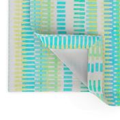 Boardwalk Stripes Turquoise Lime on White 12inL