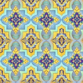 Moroccan gold & blue  tiles  // Moroccan Tiles