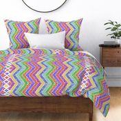 Watercolor Moroccan Lattice  Chevron Boarder ~ Rainbow