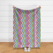 Watercolor Moroccan Lattice  Chevron Boarder ~ Rainbow