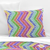 Watercolor Moroccan Lattice  Chevron Boarder ~ Rainbow