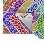 Watercolor Moroccan Lattice  Chevron Boarder ~ Rainbow