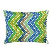 Watercolor Moroccan Lattice  Chevron Boarder ~ Blue