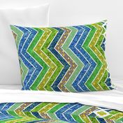 Watercolor Moroccan Lattice  Chevron Boarder ~ Blue