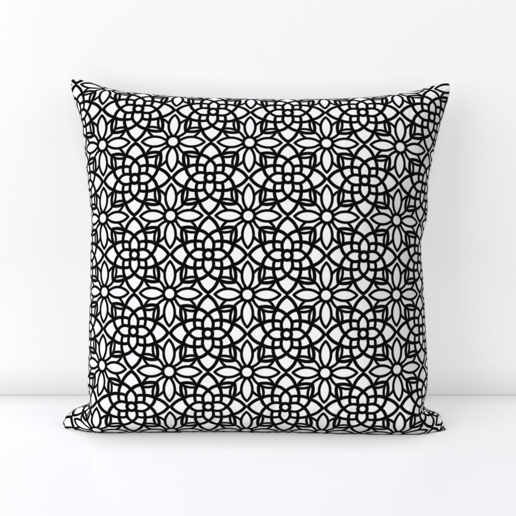 Geometric Black and White Flower Pattern