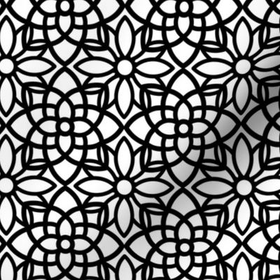 Geometric Black and White Flower Pattern