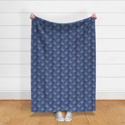 ★ SWALLOW IN THE WIND ★ Blue, Medium Scale / Collection : Swallows & Polka Dots – Rockabilly Prints