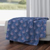 ★ SWALLOW IN THE WIND ★ Blue, Medium Scale / Collection : Swallows & Polka Dots – Rockabilly Prints