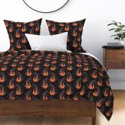 ★ SWALLOW IN THE WIND ★ Orange + Black, Large Scale / Collection : Swallows & Polka Dots – Rockabilly Prints