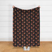 ★ SWALLOW IN THE WIND ★ Orange + Black, Large Scale / Collection : Swallows & Polka Dots – Rockabilly Prints