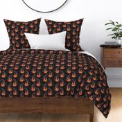 ★ SWALLOW IN THE WIND ★ Orange + Black, Medium Scale / Collection : Swallows & Polka Dots – Rockabilly Prints