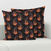 ★ SWALLOW IN THE WIND ★ Orange + Black, Medium Scale / Collection : Swallows & Polka Dots – Rockabilly Prints