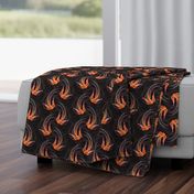 ★ SWALLOW IN THE WIND ★ Orange + Black, Medium Scale / Collection : Swallows & Polka Dots – Rockabilly Prints