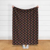 ★ SWALLOW IN THE WIND ★ Orange + Black, Medium Scale / Collection : Swallows & Polka Dots – Rockabilly Prints