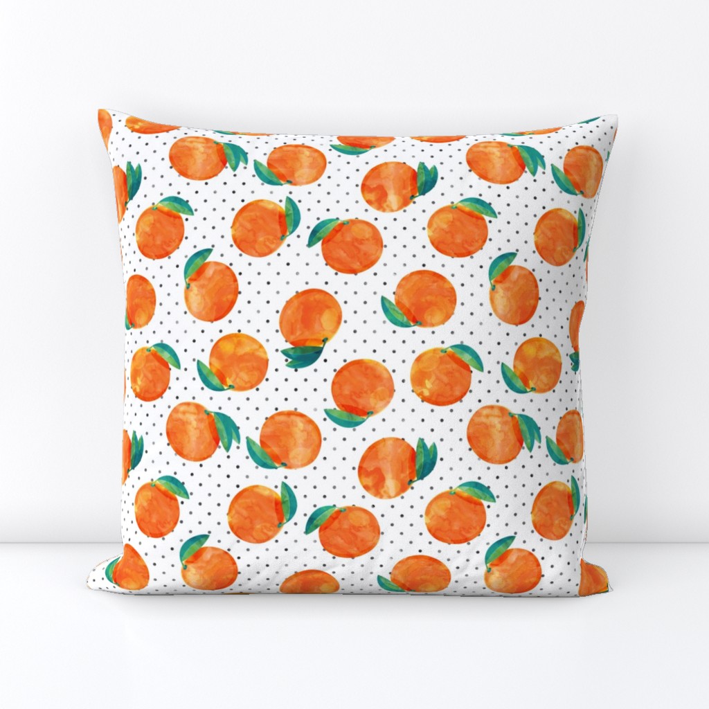 watercolor clementine on polka dots