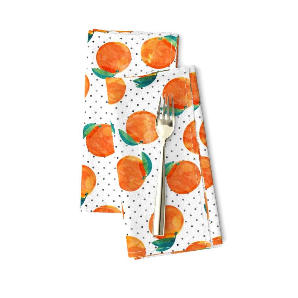 watercolor clementine on polka dots