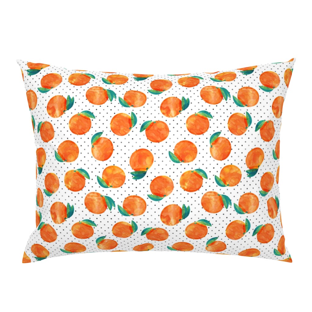 watercolor clementine on polka dots