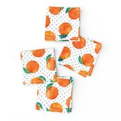 watercolor clementine on polka dots