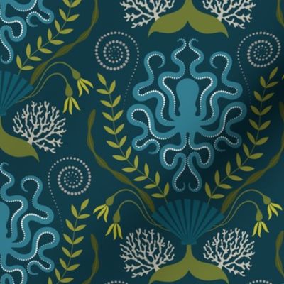 Navy Nautical Damask - Smaller