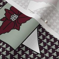 Elegant  Christmas Poinsettias with mod houndstooth 