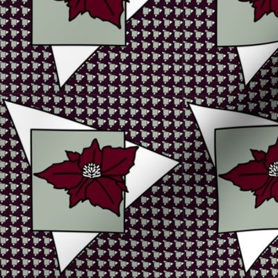 Elegant  Christmas Poinsettias with mod houndstooth 