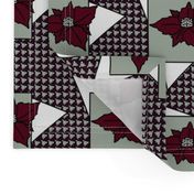 Elegant  Christmas Poinsettias with mod houndstooth 