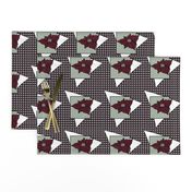 Elegant  Christmas Poinsettias with mod houndstooth 