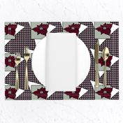 Elegant  Christmas Poinsettias with mod houndstooth 