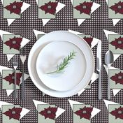 Elegant  Christmas Poinsettias with mod houndstooth 