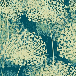 Vintage Blue Dandelions