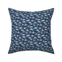 Extra Tiny Dinosaur Jungle Dark Blue Purple Background