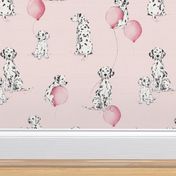 Watercolor Dalmatians - pink