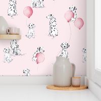 Watercolor Dalmatians - pink