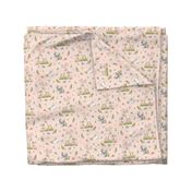 Woodland Friends (baby pink) Deer Fox Raccoon Flowers Baby Girl Nursery Blanket Sheets Bedding