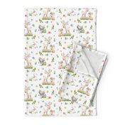 Woodland Friends - Deer Fox Raccoon Bunny Flowers Baby Girl Nursery Blanket Sheets Bedding