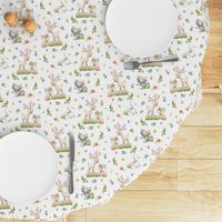 Woodland Friends - Deer Fox Raccoon Bunny Flowers Baby Girl Nursery Blanket Sheets Bedding