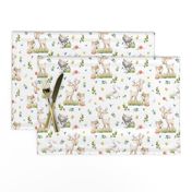 Woodland Friends - Deer Fox Raccoon Bunny Flowers Baby Girl Nursery Blanket Sheets Bedding