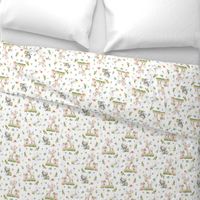 Woodland Friends - Deer Fox Raccoon Bunny Flowers Baby Girl Nursery Blanket Sheets Bedding