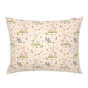 Woodland Friends (blush) Deer Fox Raccoon Flowers Baby Girl Nursery Blanket Sheets Bedding