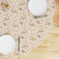 Woodland Friends (blush) Deer Fox Raccoon Flowers Baby Girl Nursery Blanket Sheets Bedding