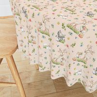 Woodland Friends (blush) Deer Fox Raccoon Flowers Baby Girl Nursery Blanket Sheets Bedding