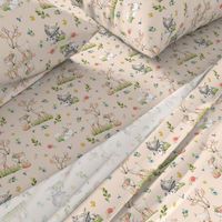 Woodland Friends (blush) Deer Fox Raccoon Flowers Baby Girl Nursery Blanket Sheets Bedding