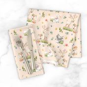 Woodland Friends (blush) Deer Fox Raccoon Flowers Baby Girl Nursery Blanket Sheets Bedding