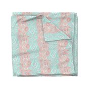 Coral Peach Blush  Mint Green Ikat Watercolor Abstract Grey Gray Linen Texture _ Miss Chiff Designs