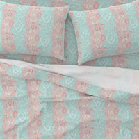 Coral Peach Blush  Mint Green Ikat Watercolor Abstract Grey Gray Linen Texture _ Miss Chiff Designs