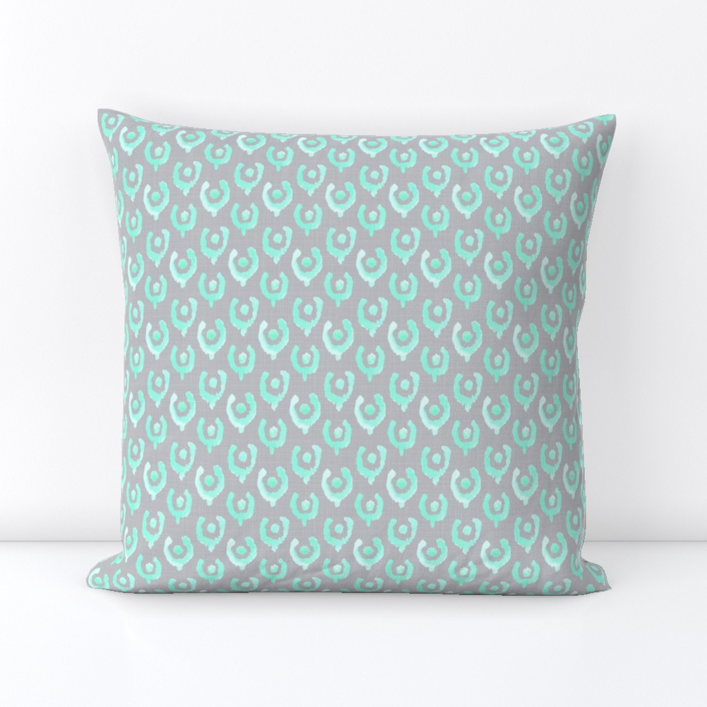 Mint Green Ikat Watercolor Abstract Floral Tulip Horse Shoe Grey Gray Linen Texture _ Miss Chiff Designs