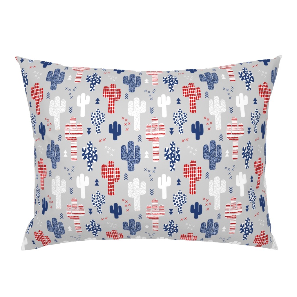 Cool western geometric cactus garden with triangles and arrows gender neutral usa 4th of july red blue and white