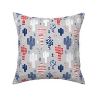 Cool western geometric cactus garden with triangles and arrows gender neutral usa 4th of july red blue and white